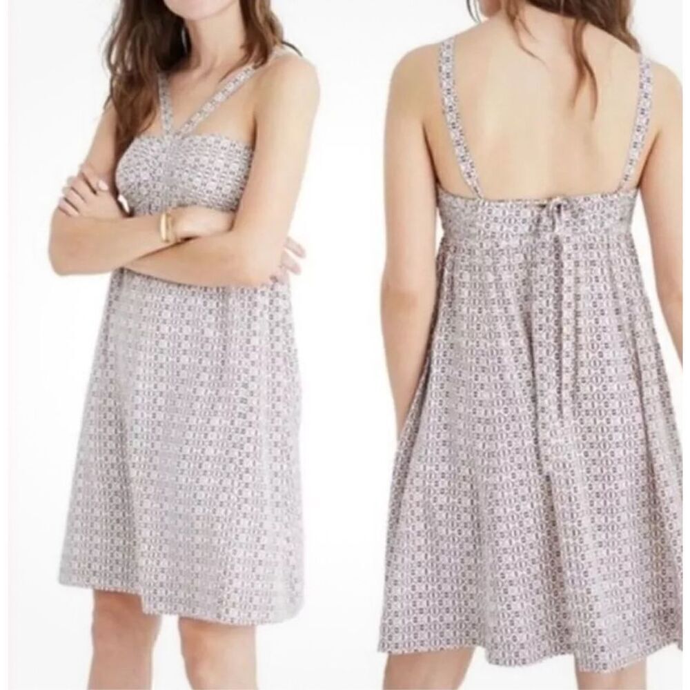 Madewell Silk Convertible Halter Dress Echo Grid Women’s Sz 0